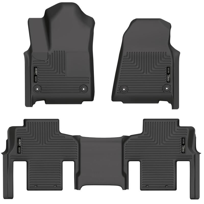 Jeep Grand Wagoneer Floor Liners - Front + Rear - Husky Liners - Weatherbeater - Black - 2022+